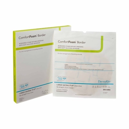 Comfortfoam Border Foam Dressing 9 X 9 Inch With Border Waterproof Backing Silicone Adhesive Sacral Sterile, 5PK 43990